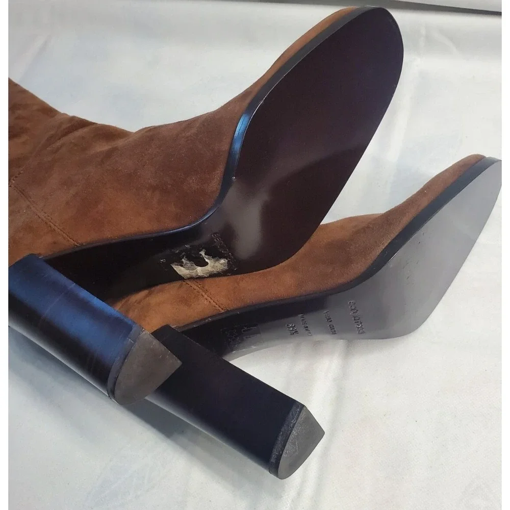 Sergio Rossi Size UK 39.5 Brown‎ Over Knee Pull On Boots Suede Made In Italy